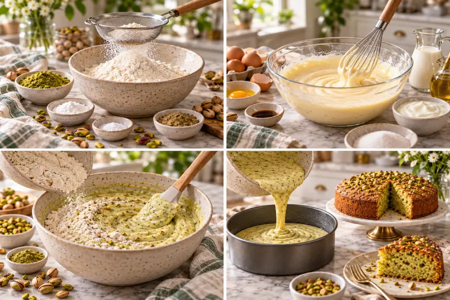 طرز تهیه کیک پسته خانگی گام به گام