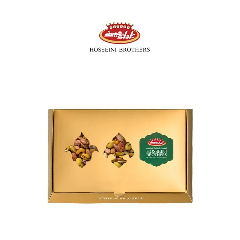 آجیل پذیرایی جعبه کادویی طلایی متوسط